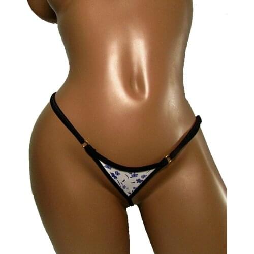 Candy Cherries Micro Thong Flowers Bikini Panties Women Low Waist Adjust Size Sexy Underpants Femlae Lingerie Underwear G-String