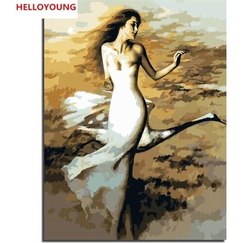 YH037 DIY Handpainted Oil Painting Swan dancer Digital Painting by numbers oil paintings chinese scroll paintings Home Decor