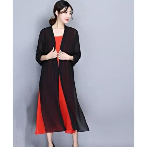 Summer Korean style Women Chiffon Blouse Sun Protection Long Cardigan Kimono Jacket Coat plus size streetwear Sun shirts M-8XL