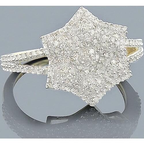 BAOSHINA Classic Silver Color Mirco-Inlaid Crystal Zircon Female Rings Rhinestone Hexagon Polygon Ring for Women Party Jewelry