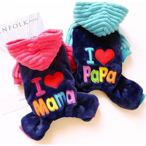 Winter Fleece Pet Dog Costume for Small Dogs Love Mom Thick Puppy Cat Clothes Chihuahua Yorkies Coat Jacket Pets Clothing Outfit