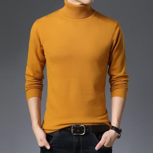 Winter Mens Turtleneck Sweater Male Casual Thick Sweater Pullovers Solid Color Warm Sweater Long Sleeve
