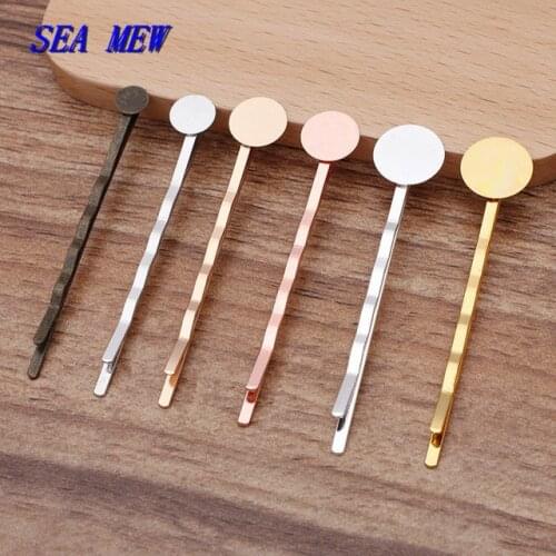 50 PCS Fit 6-8-10-12mm Cabochon Cameo Blanks Hair Clip Settings Metal Brass Barrettes DIY Hair Clips Blank Hairpin Base Jewelry
