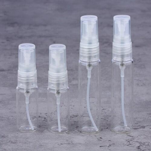 100 Pcs/Lot 5ml 10ml Clear Glass Spray Bottle Empty Perfume Atomizer Sample Bottles Plastic Pump RefillableTravel vials