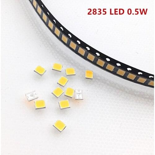 100pcs/lot led 0.5w 55-65 lm smd 2835 Gold wire chip lamp emitting diode for light strip par tube lighting 3000K 4000K 6000K