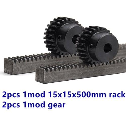 2pcs/lot 1Mod 15*15*500mm 1 Modulus High Precision Gear Rack steel + 2pcs 1M 25teeth pinion cnc gear rack steel gear pinion