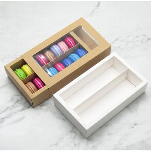 2021 New Creative Macaron Boxes Paper Candy Window Boxes Cake Package Gift Cases Event Party Supplies Macaron Dessert Pack Cases
