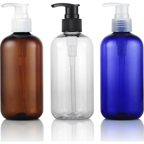 250ML 24pcs PET Lotion Pump Bottle,Amber Plastic Cosmetic Container,Empty Shampoo Sub-bottling,Essential Oil Bottle