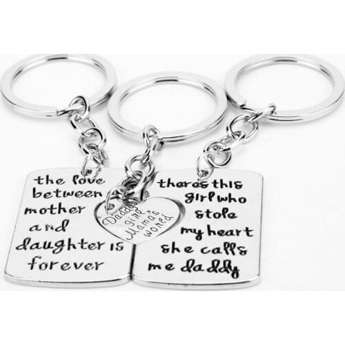 Dongsheng 3PC Mom Daddy Girl Who Stole My Heart Love Between Mother Daughter Key Chains Ring Fob Keyring Keychain Family Gift