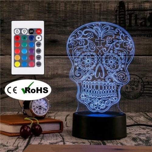 3D Led Night Light Table Lamp Led Home Corridor Hotel Party Atmosphere Lights Novety Lighting Creative Gift Skull Mask Light