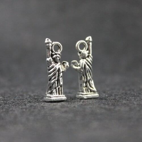 Charms New York Statue Of Liberty 19X11mm Silver Plated Pendants Antique Jewelry Making DIY Handmade Craft 50pcs/lot ZA1391