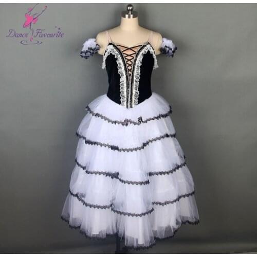 Black White Spanish Professional Ballet Costume Women Ballerina Don Quixote Romantic Ballet Tutu Dress Custom Made
