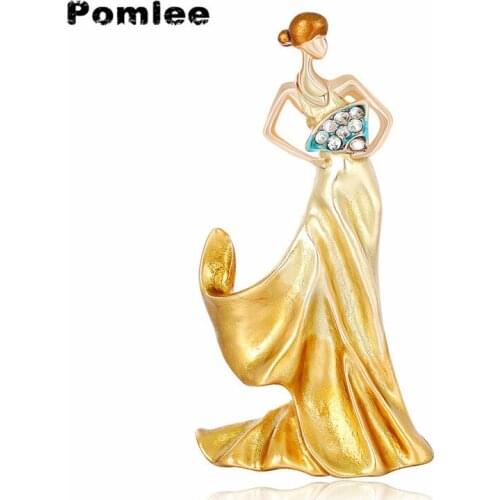 Pomlee Oil Dripping Dancing Girl Brooch Enamel Pin Creative Design Brooches Hold Umbrellla 2 Colors Avaible