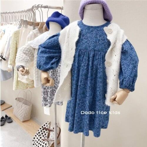 Pattern Floral Kids Dresses For Girls 2021 Spring Clothes Children Cotton Ruffles Party Princess DrGirl Clothes ropa de niña