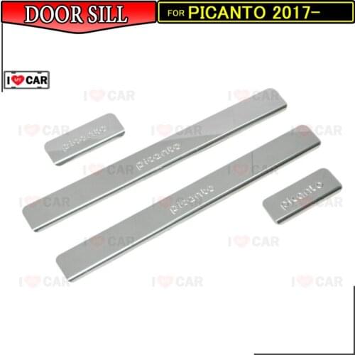 Door sills for Kia Picanto 2017- scuff plate guard stainless door sills sticker car styling interior decoration protection