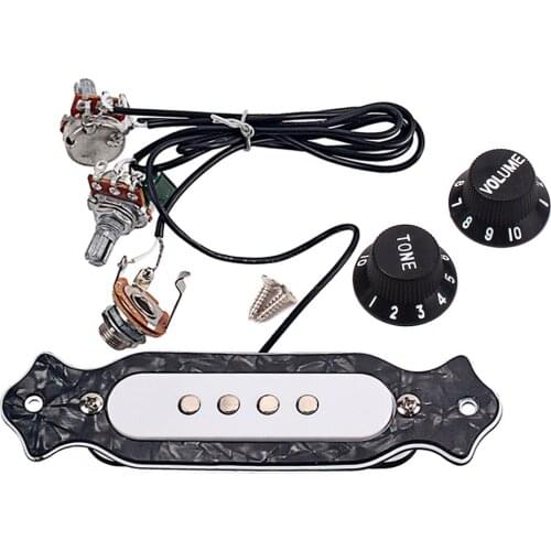 Electric Guitar Pickup Harness - Pre-wired 4-pole Single Coil with Volume & Tone Knob Black