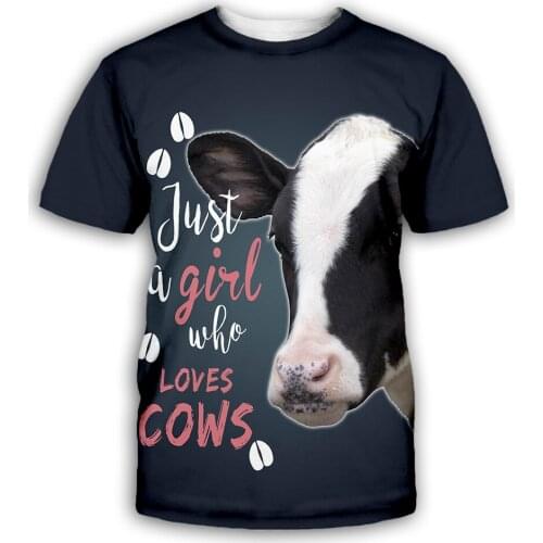 Loves Cows 3D All Over Printed t shirts women men Summer Funny Animal Tees Short Sleeve T-shirts Cosplay Costumes 01