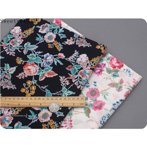 Roise Flower Printed Cotton Combed Fabrics For Sewing Summer Spring Childreln Dress Clothes Cloth Quilting Needlework 147x50cm