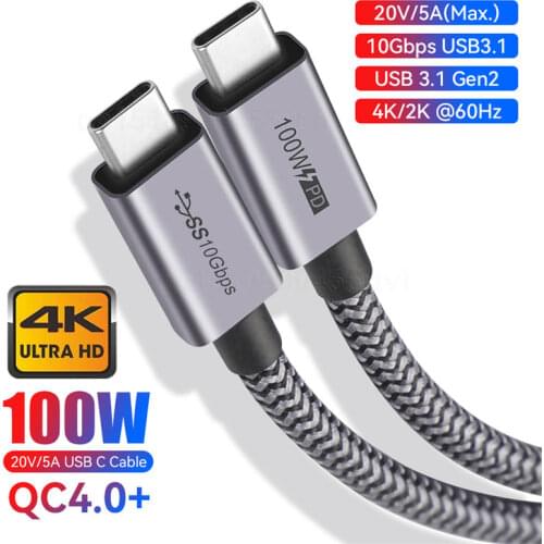 PD 5A 100W USB C To Type C Data Cable For Xiaomi Mi Samsung Huawei Charger For Mackbook 3.1 Gen2 Fast Charging Type-c Wire Cord