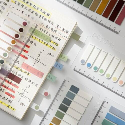 1pc Loose Leaf Index PET Plastic Waterproof Planner Sticker Morandi Color Sticky Note Index Binder Bookmark School Office Supply