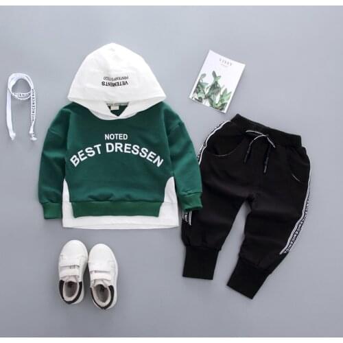 Spring Autumn Kids Cotton Clothes Sets Baby Girls Boys Sports Hooded T-Shirt Pants 2pcs/Sets Fashion Children Casual Tracksuits