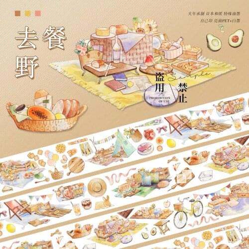 Go To Picnic Washi Tapes Bullet Journal Masking Tape Adhesive Tape DIY Scrapbooking Washi Stickers