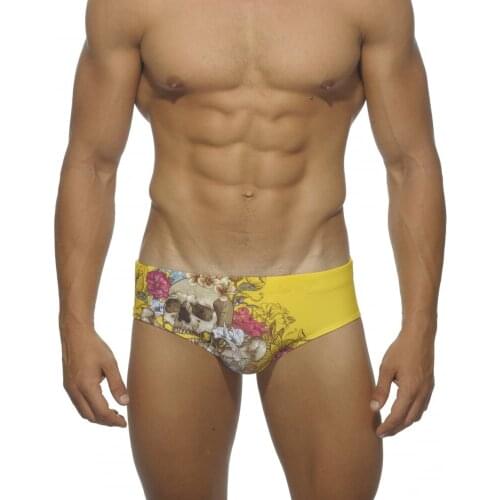 Mens Sexy Swimwear Skull Beach Printing Swimsuit Men Swim Trunks Bathing Surfing Quick Drying Swimming Briefs Summer Beach Wear