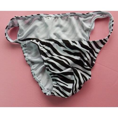 Mens String Bikini Stripe nylon Spandex G3774 Narrow Waist wimsuit Fabric Zebra prints black white