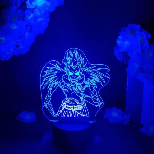 Death Note Ryuk Figure Otaku Night Light Led Color Changing Nightlight for Room Decoration Japanese Manga Gift 3d Illusion Lamp