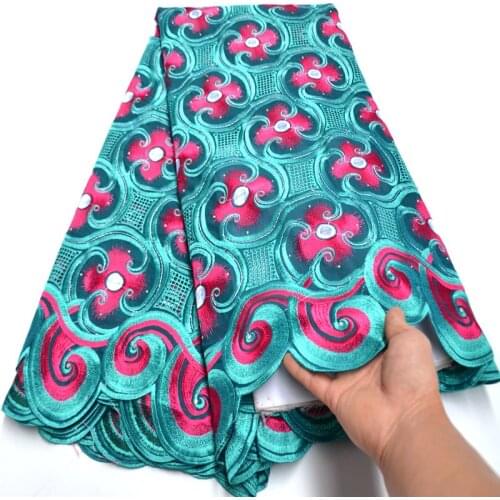 The latest high quality Peacock blue big African Swiss Voile Lace for wedding lace Cotton Embroidered Swiss Voile Lace-N8817