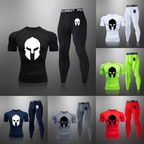 New Sparta Mens Gym Tights Training Clothes Workout Jogging Sports Set Running Tracksuit Compression Sportswear Suits For