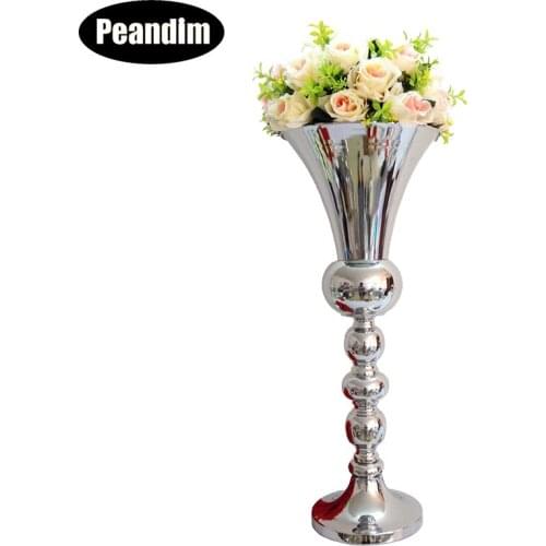 PEANDIM Newest Desktop Flower Vase Horn Style Party Road Lead Wedding Decoration Table Centerpieces Flower Holder 63cm 10pcs/lot