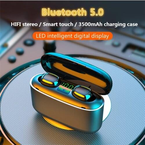 New Wireless Headphones TWS Bluetooth 5.0 Earphone HIFI Mini Waterproof Sports Earbuds Touch Control Headset 3500mAh LED Display