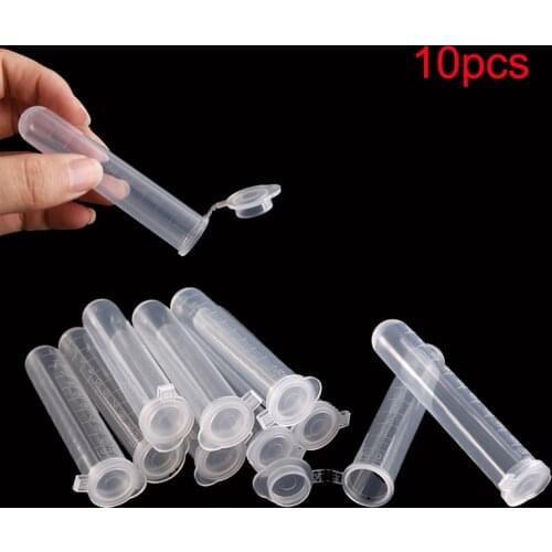 10pcs/set Hot Sale 10ML Micro Centrifuge Test Tube Clear Plastic Vial Container With Snap Cap Lid For Laboratory Sample Supply