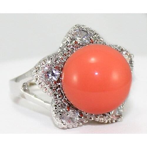 Rooo58 18kgp orange 9mm shell pearl Ring for valentines gift
