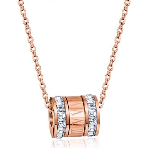 Luxury Classic Roman Numerals Crystal Chain Necklace For Women Fashion Elegant Stainless Steel Pendant Necklace 2021 New Jewelry