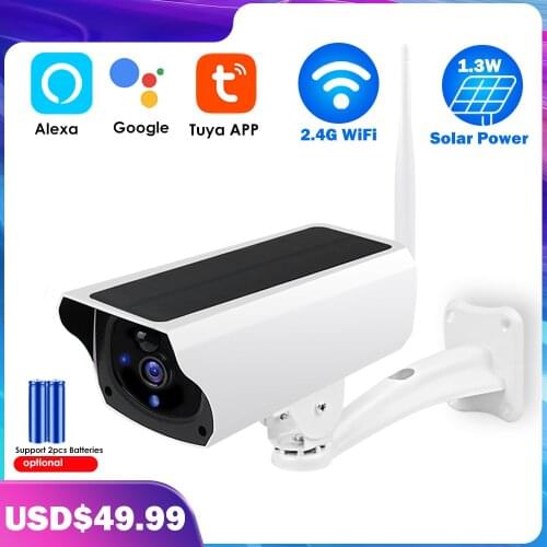 TUYA WiFi Camera Outdoor Solar CCTV Camera Alexa Google Home Control Battery Surveillance Camera Security IP Camera