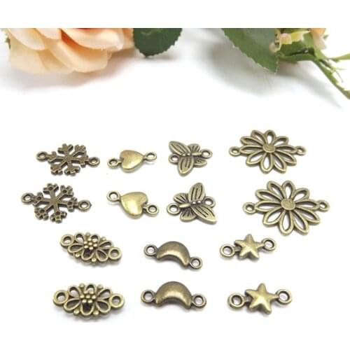 Jewelry finding & components parts Bronze double orifice small pendant Antique brass snow love accessories diy #JZ507