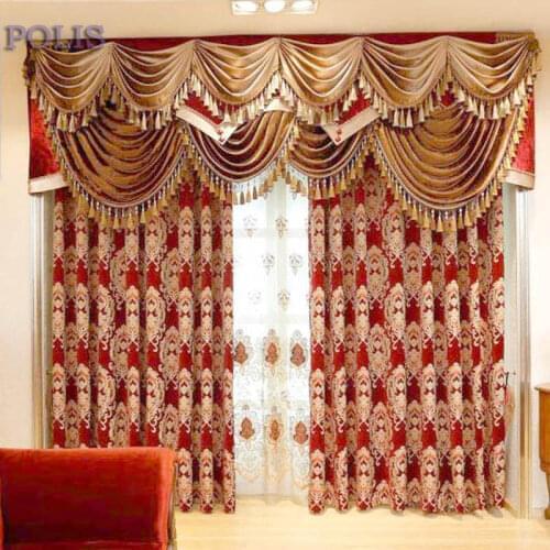 Bed room curtains blackout curtain Red Coffee window kitchen thick villa Curtain valance complex luxury Blinds Bedroom Curtains