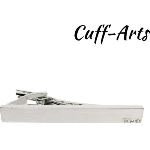 Tie Bar Clip Silver Plated With Brushed Clear Crystal Accented Men Jewelry Crystal Accented Tie Bar Pinch Clip T20011