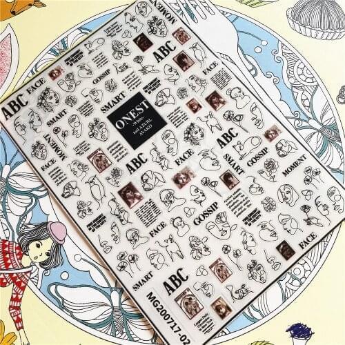 MG200717-02 MG191012-04 Abstract female 3D Back glue Nail Art Stickers Decals Sliders Nail ornament decoration