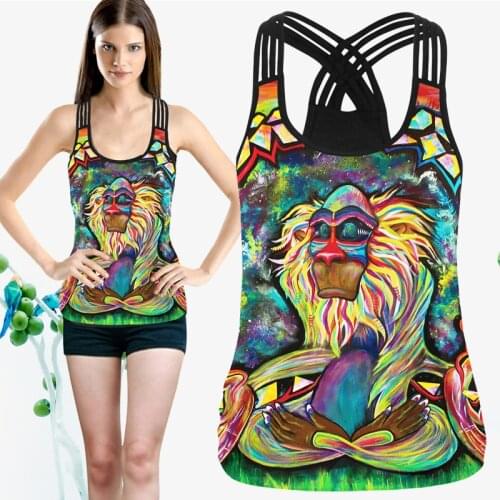 Women FItness Tank Top Workout Gyming Hollow Out Sleeveless Women Shirt Vest Round Neck Cross Design Ladies Slim Clothes