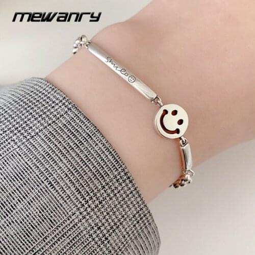 Mewanry 925 Sterling Silver Couples Bracelet for Women Trend Vintage Elegant Smiley Chain Party Jewelry Birthday Gifts Wholesale