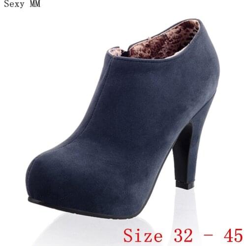 Spring Autumn High Heels Women Platform Ankle Boots Pumps Woman Short Boots High Heel Shoes Plus Size 32 33 - 40 41 42 43 44 45