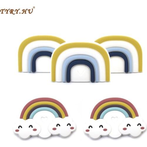 TYRY.HU 1pc Silicone Teether Rainbow Cartoon Shape Food Grade Silicone Baby Teethers For BPA Free Food Grade Silicone Teether Pe