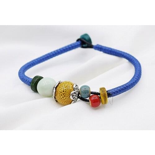 1PC Retro National Storm Simia Small Fresh Literary And Artistic Ornaments Ceramic Woven Student Bracelet