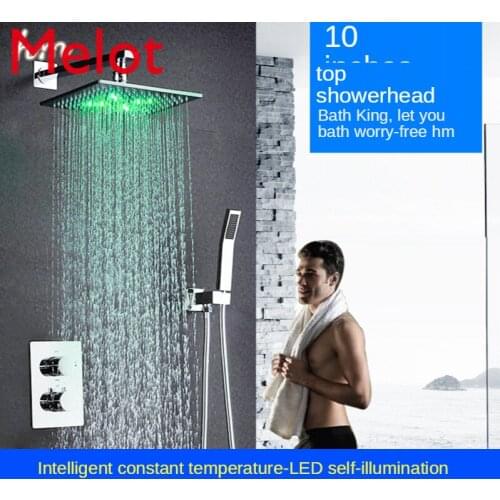 10-Inch Concealed Shower Set Shower Bathroom Faucet Canopy Nozzle Copper Constant Temperature Shower Comes with Installation Box