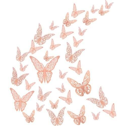 12Pcs 4D Hollow Butterfly Wall Sticker DIY Home Decoration Wall Stickers wedding Party Wedding Decors Butterfly Kids Room Decors