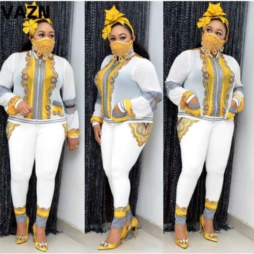 VAZN 2020 Autumn Hot Office High-end Vintage Casual Regular Young Full Sleeve Group Long Pants Tracksuits Slim Women 2 Piece Set