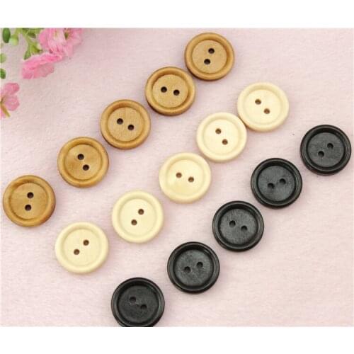 300pcs 20mm Wood Button 2 holes mix color coffee ,pine ,light brown natural creation, 3/4" Wide
